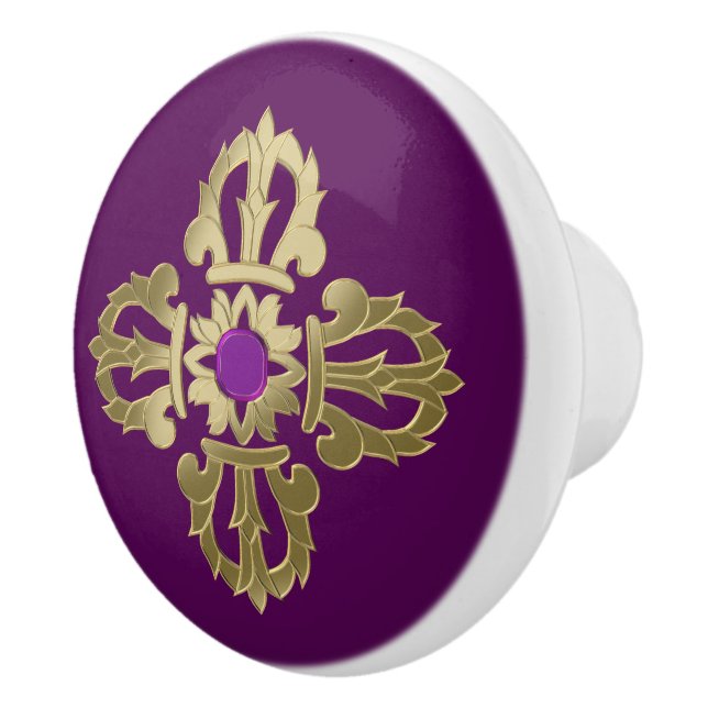 Vajra golden buddhist symbol ceramic knob (Right)