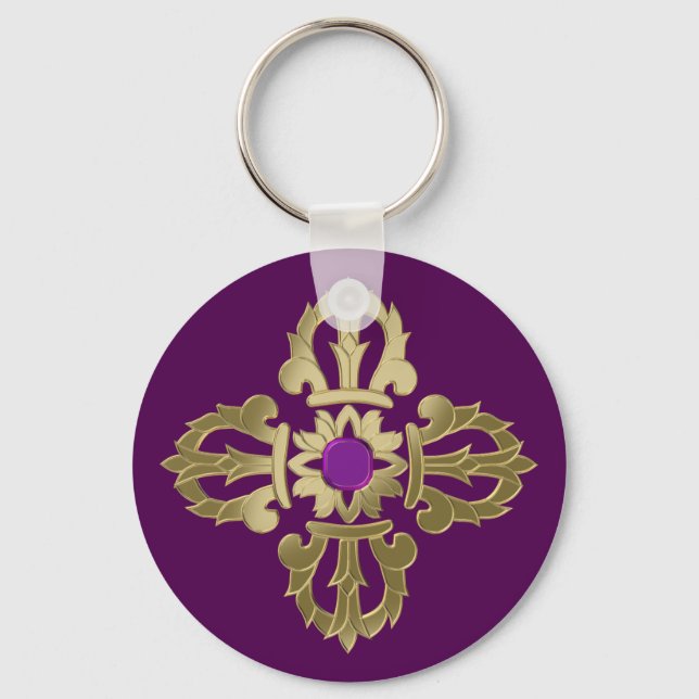 Vajra golden buddhist symbol key ring (Front)