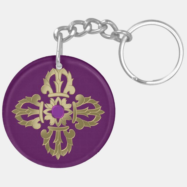 Vajra golden buddhist symbol key ring (Back Left)