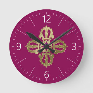 Vajra golden buddhist symbol round clock