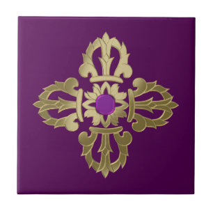Vajra golden buddhist symbol tile