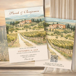Val d'Orcia Watercolor Wedding Stationery Suite Invitation