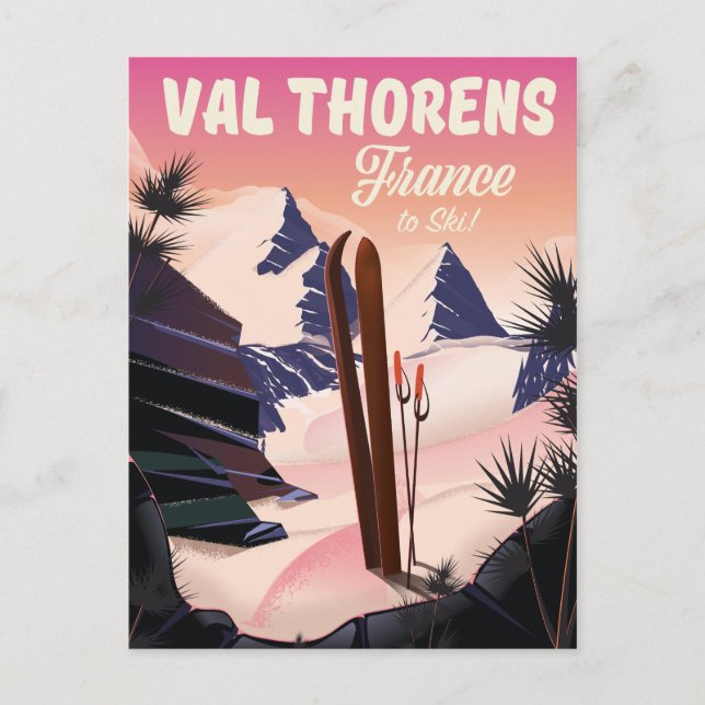 Val Thorens, France ski poster Postcard (Front)