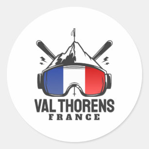 Val Thorens France Ski Resort Retro Skiing  Classic Round Sticker
