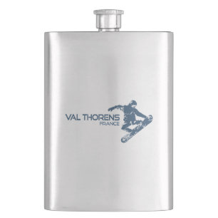 Val Thorens France Snowboarder Hip Flask