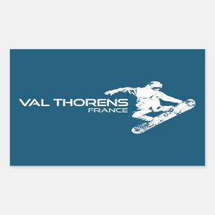 Val Thorens France Snowboarder Rectangular Sticker