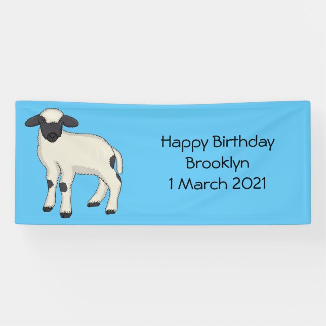 Valais Blacknose sheep cartoon illustration Banner (Horizontal)