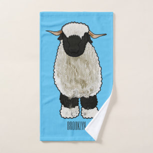 Valais Blacknose sheep cartoon illustration Bath Towel Set