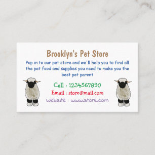 Valais Blacknose sheep cartoon illustration Business Card