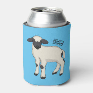 Valais Blacknose sheep cartoon illustration  Can Cooler