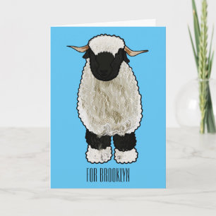 Valais Blacknose sheep cartoon illustration Card
