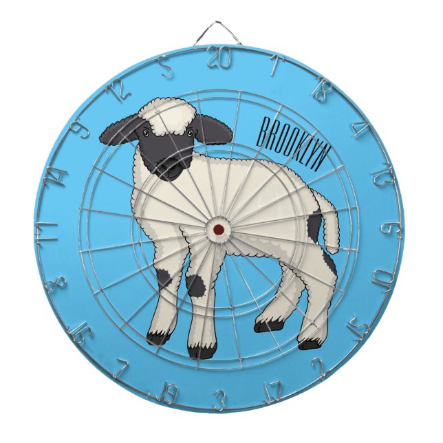 Valais Blacknose sheep cartoon illustration Dartboard (Front)