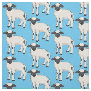 Valais Blacknose sheep cartoon illustration Fabric