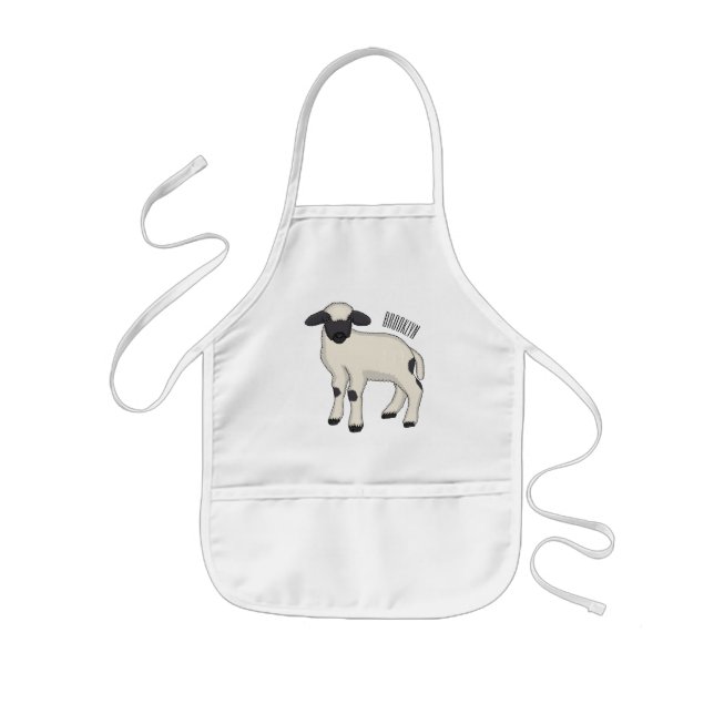Valais Blacknose sheep cartoon illustration Kids Apron (Front)