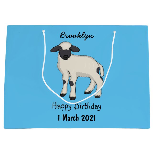 Valais Blacknose sheep cartoon illustration Large Gift Bag (Front)