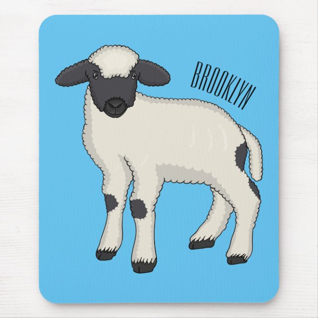 Valais Blacknose sheep cartoon illustration Mouse Pad (Front)