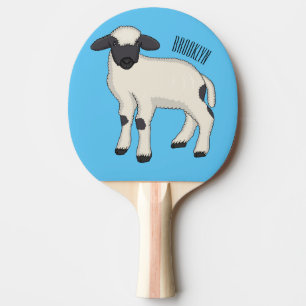 Valais Blacknose sheep cartoon illustration Ping Pong Paddle