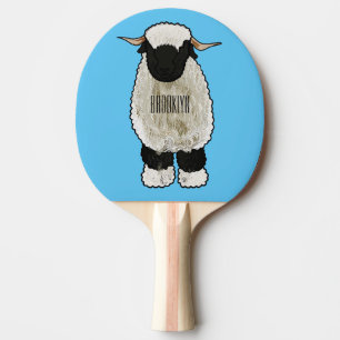 Valais Blacknose sheep cartoon illustration Ping Pong Paddle