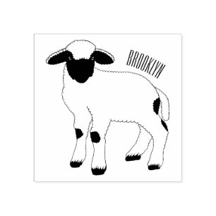 Valais Blacknose sheep cartoon illustration Rubber Stamp