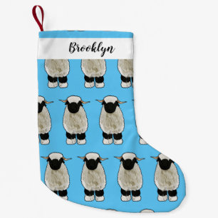 Valais Blacknose sheep cartoon illustration Small Christmas Stocking