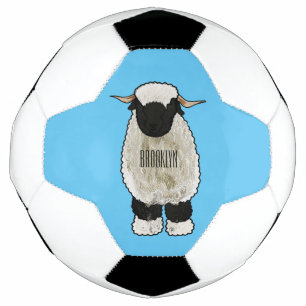 Valais Blacknose sheep cartoon illustration Soccer Ball