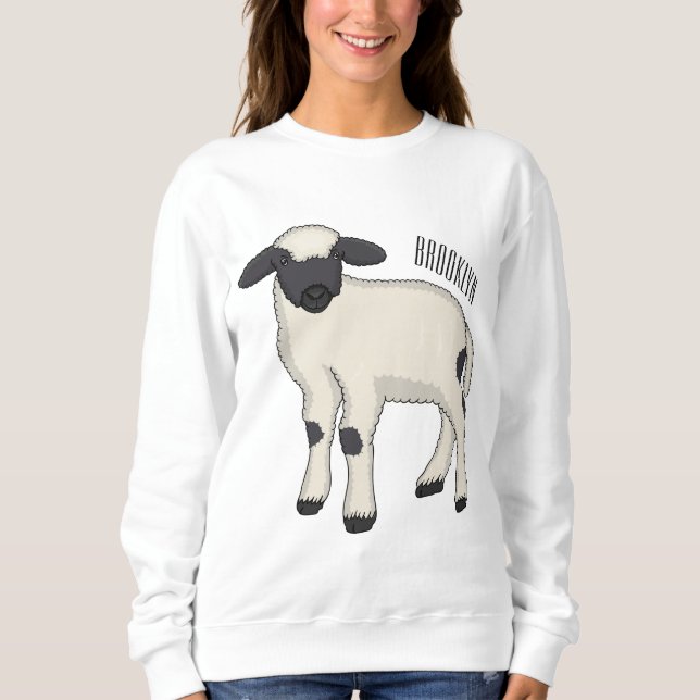 Valais Blacknose sheep cartoon illustration Sweatshirt (Front)