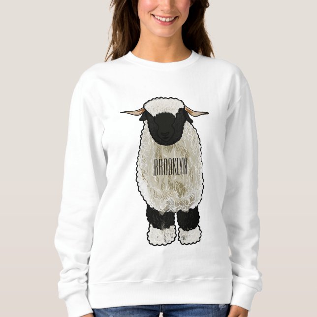 Valais Blacknose sheep cartoon illustration Sweatshirt (Front)