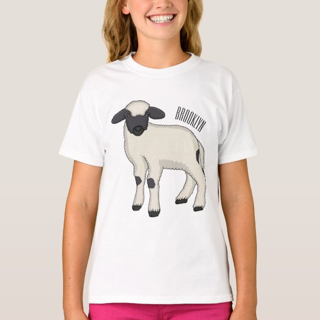 Valais Blacknose sheep cartoon illustration T-Shirt (Front)