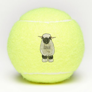 Valais Blacknose sheep cartoon illustration Tennis Balls