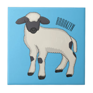 Valais Blacknose sheep cartoon illustration  Tile