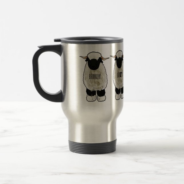 Valais Blacknose sheep cartoon illustration Travel Mug (Left)
