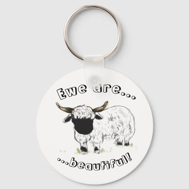 Valais blacknose sheep - Ewe are beautiful! Key Ring (Front)