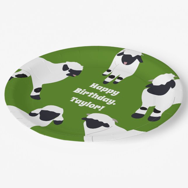 Valais Blacknose Sheep Farm Themed Party Paper Plate (Angled)