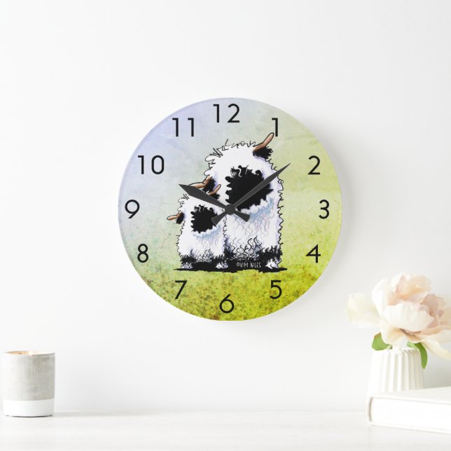 Valais Blacknose Sheep  Large Clock (Home)