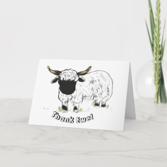 Valais blacknose sheep - Thank Ewe! Thank You Card (Front)