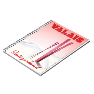 valais Switzerland vintage style ski poster Spiral Notebook