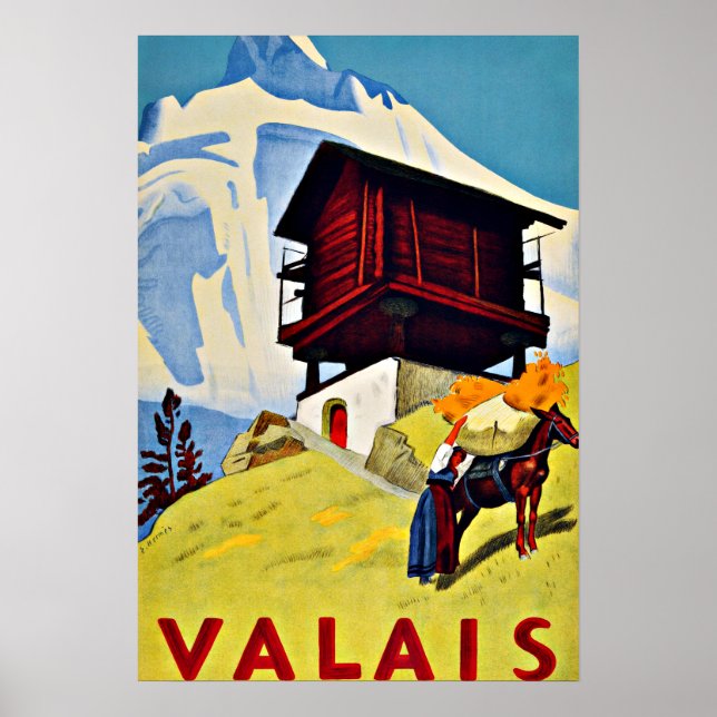 Valais,Switzerland Vintage Travel Poster (Front)