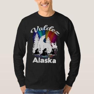 Valdez Alaska Aurora Borealis Polar Bear Orca Moos T-Shirt