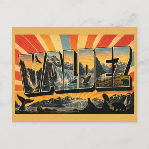 Valdez Alaska Fjord Glacier Waterfall Art Postcard