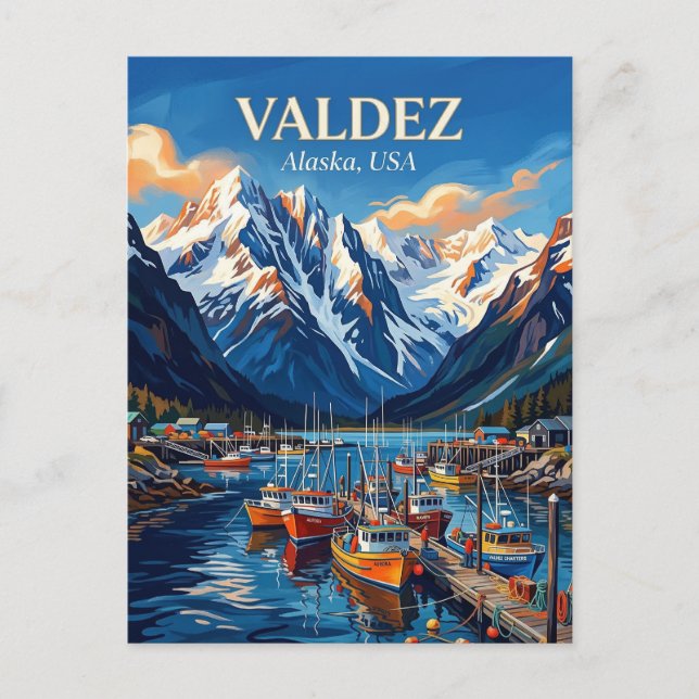 Valdez Harbour Alaska Postcard (Front)