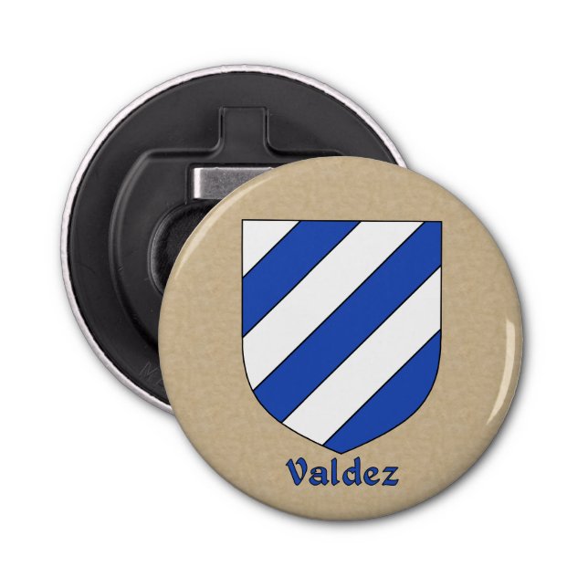 Valdez Heraldic Arms on Parchment Style Back Bottle Opener (Front)