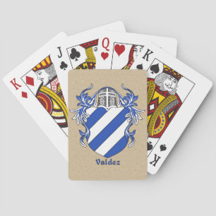 Valdez Heraldic Shield with Mantling Playing Cards