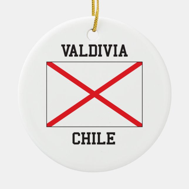 Valdivia Chile Ceramic Tree Decoration (Front)