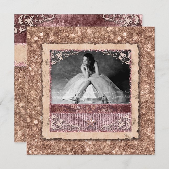 Valedictorian Grad Christmas Rose Gold Star Invitation (Front/Back)