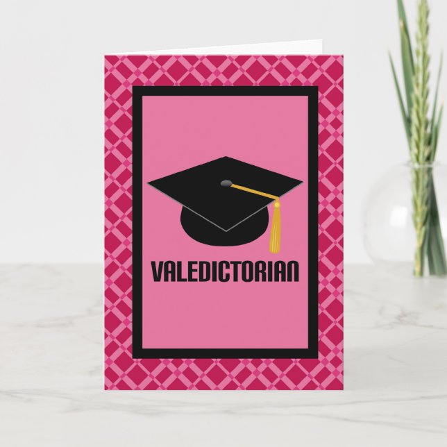 Valedictorian Graduation Card Gift with Grad Hat (Front)