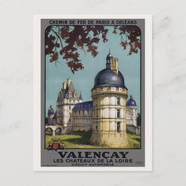 Valençay France Vintage Poster 1926 Postcard (Front)