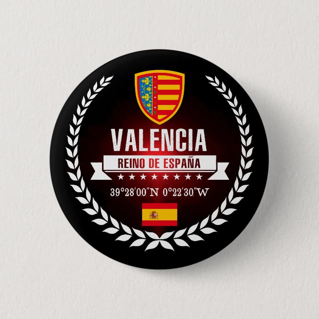 Valencia 6 Cm Round Badge (Front)