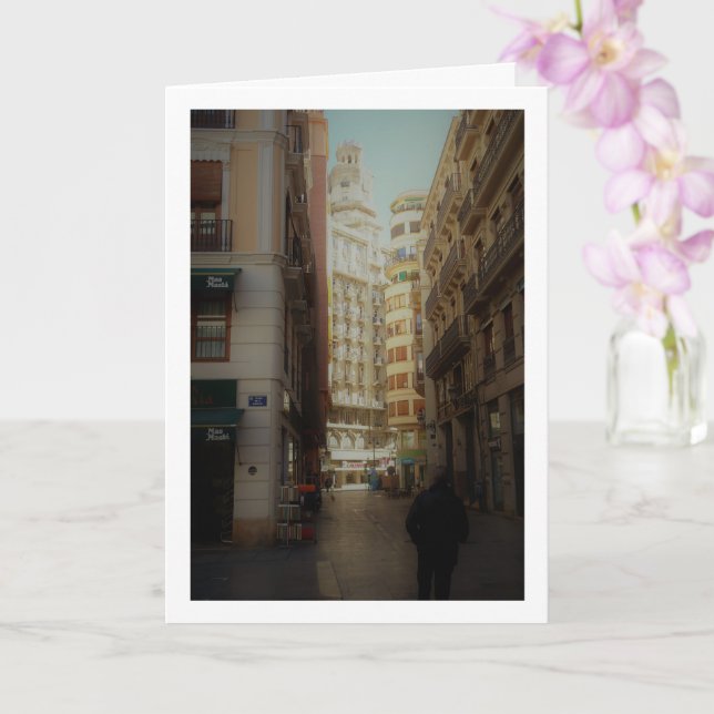 Valencia City, Valencian Street Portrait, Spain Card (Orchid)