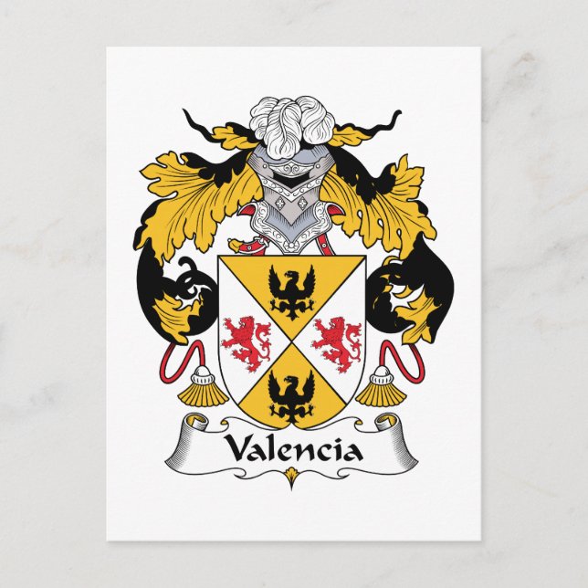 Valencia Family Crest Postcard (Front)