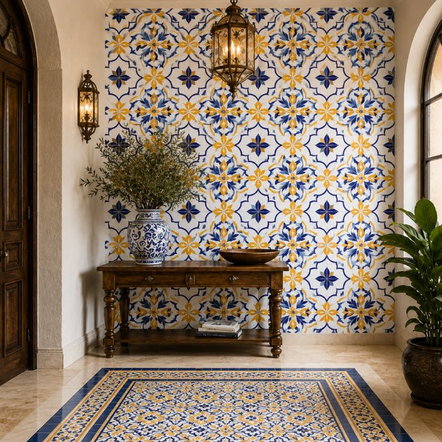 Valencia Solstice Sapphire Marigold Floral Luxury  Tile (Creator Uploaded)